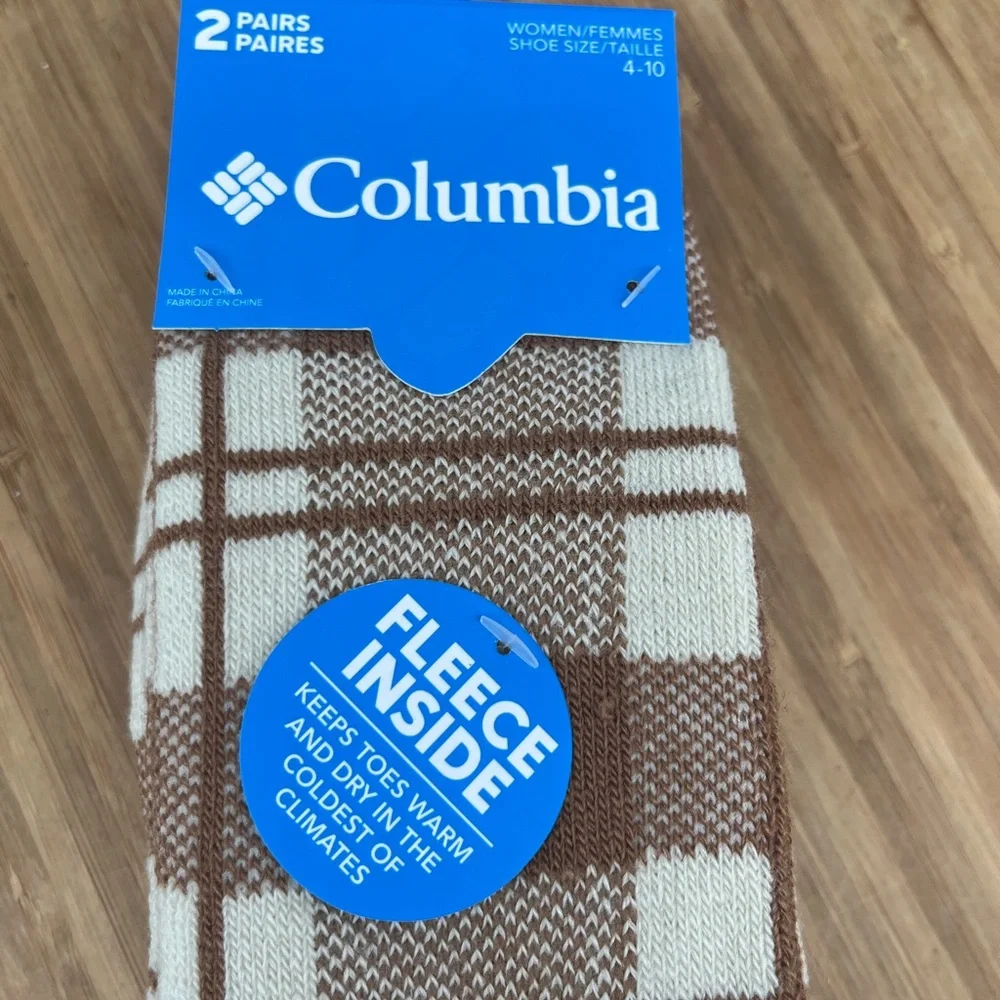 Columbia‎ Fleece Lined Crew Socks Size 4-10 2 Pack Brand New